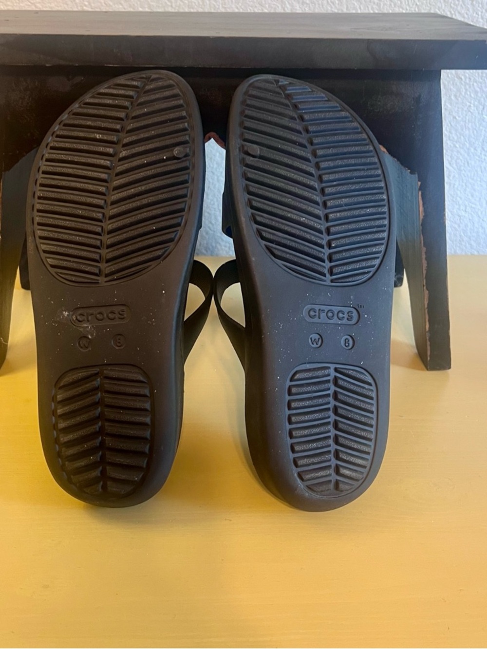 CROCS Women's Black Strappy Slide Sandals - Picture 6 of 6